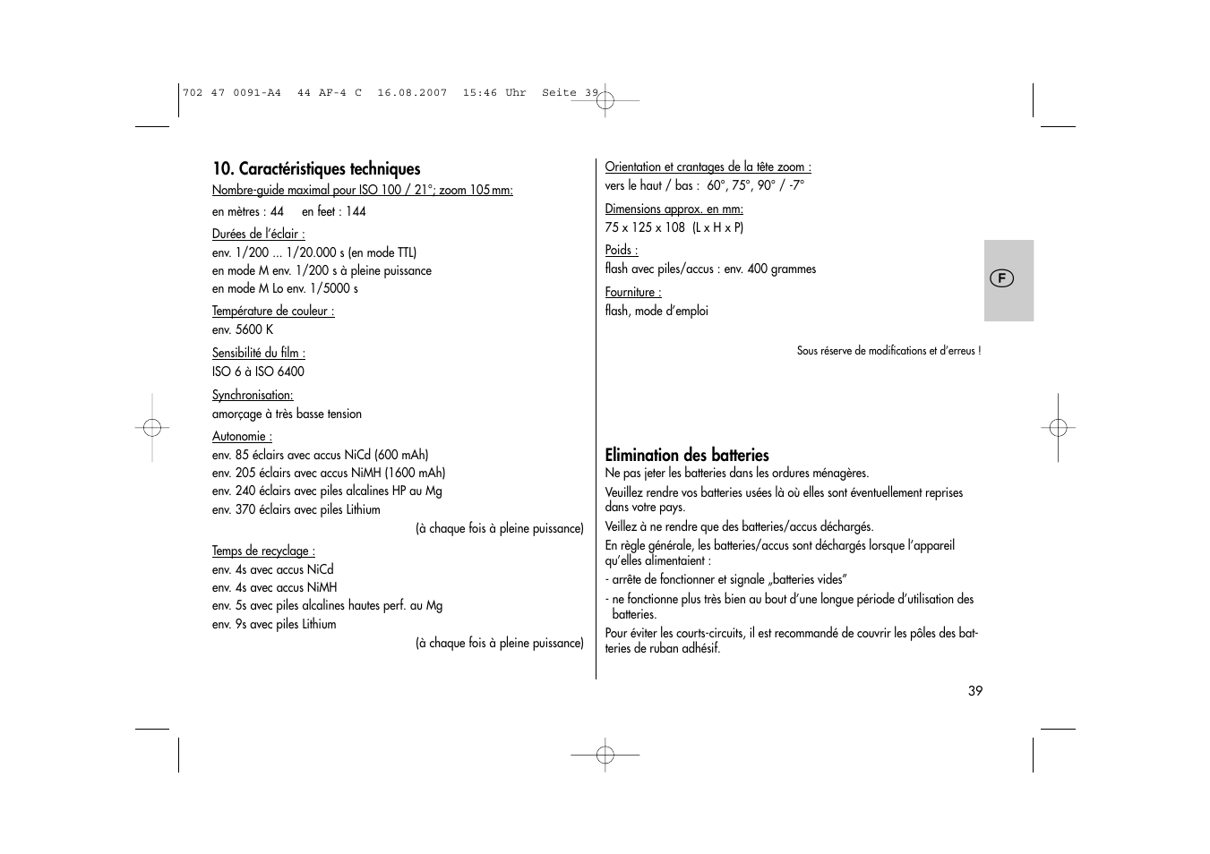 Metz MECABLITZ 44 AF-4 Canon User Manual | Page 39 / 120