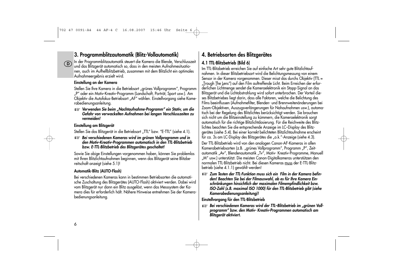 Metz MECABLITZ 44 AF-4 Canon User Manual | Page 6 / 120