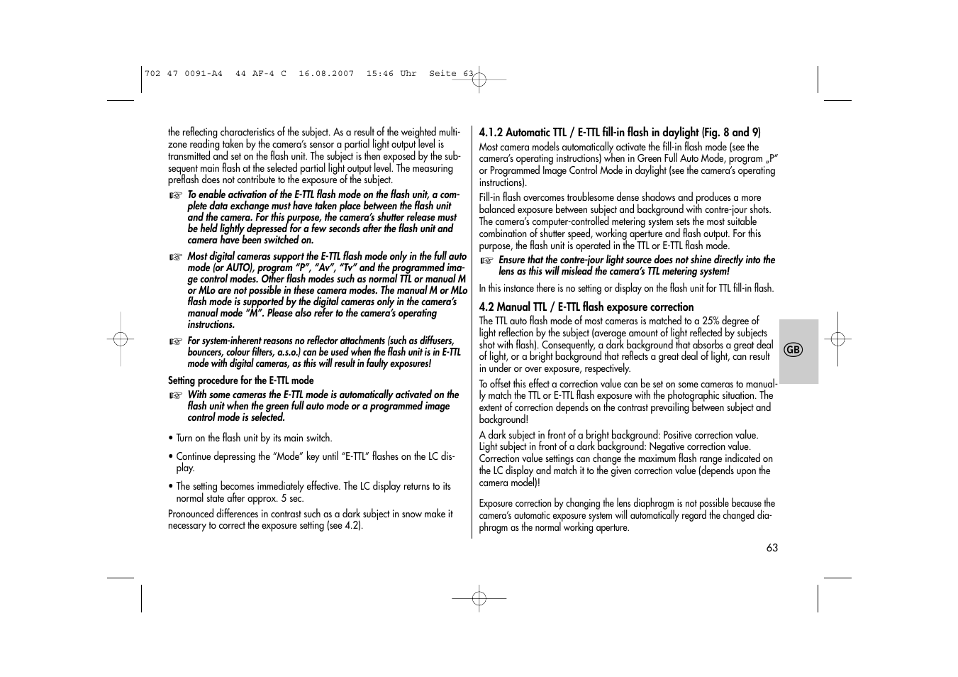 Metz MECABLITZ 44 AF-4 Canon User Manual | Page 63 / 120