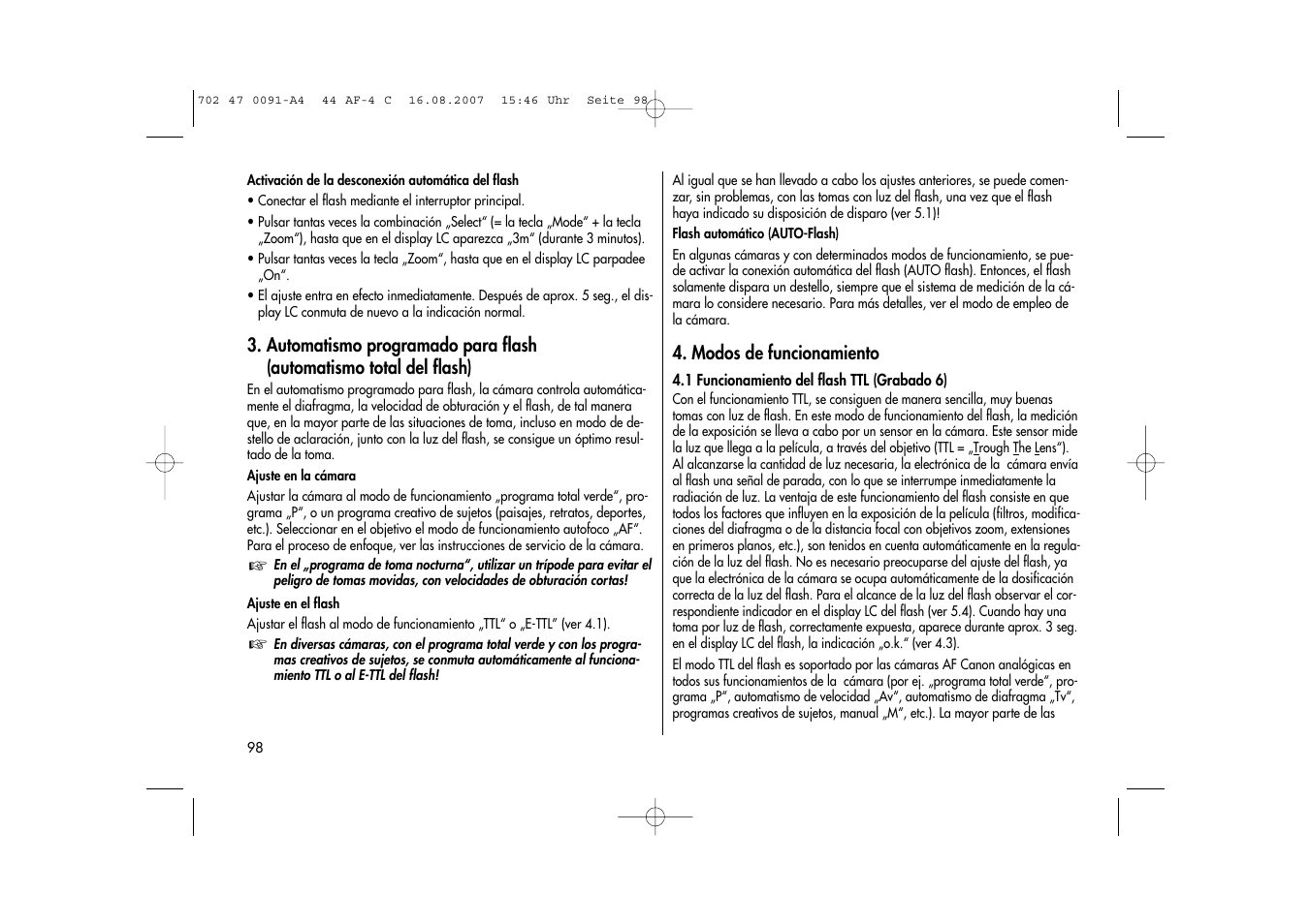 Metz MECABLITZ 44 AF-4 Canon User Manual | Page 98 / 120