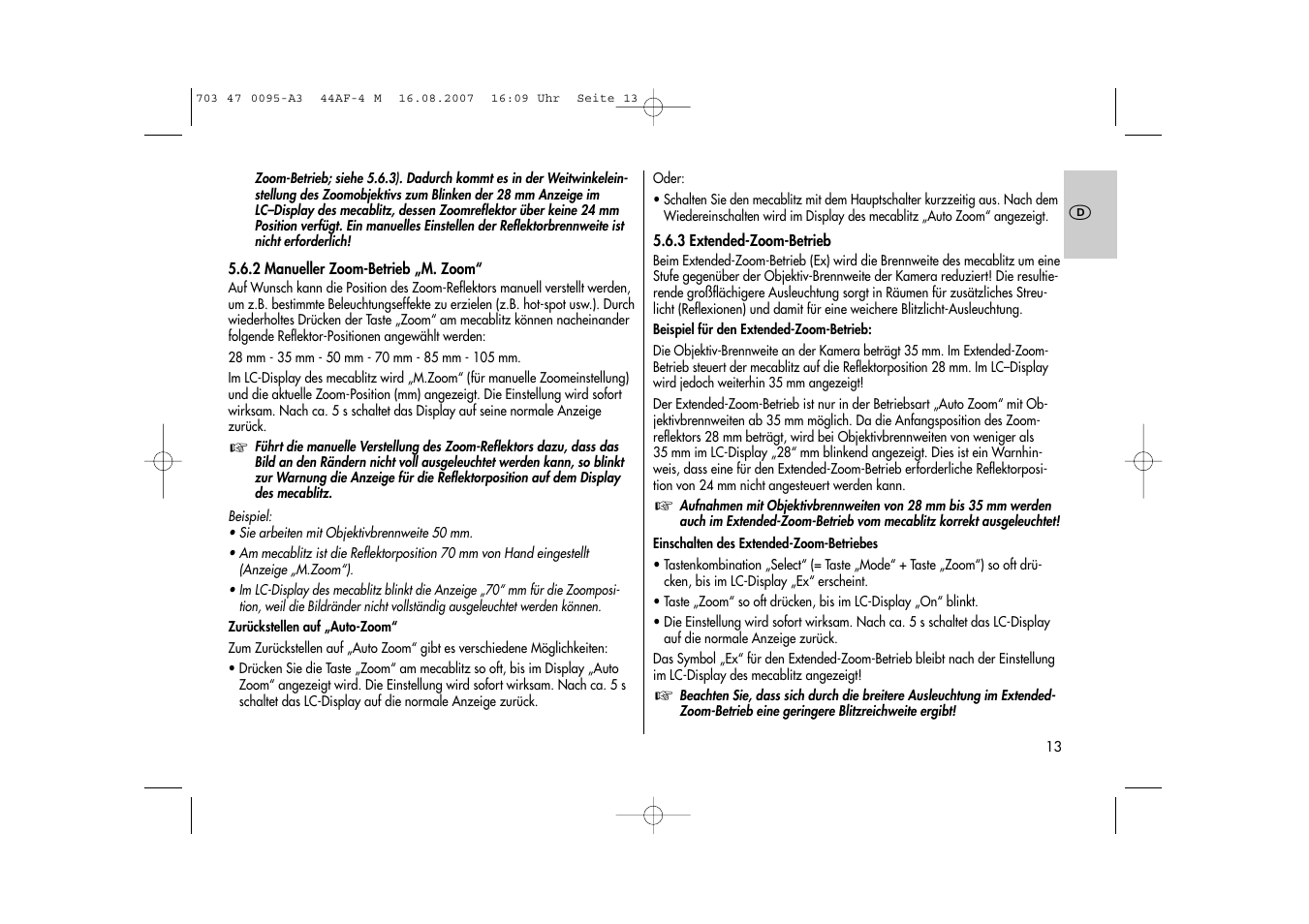Metz MECABLITZ 44 AF-4 Minolta User Manual | Page 13 / 108
