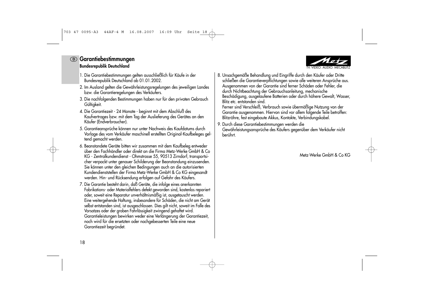 Metz MECABLITZ 44 AF-4 Minolta User Manual | Page 18 / 108