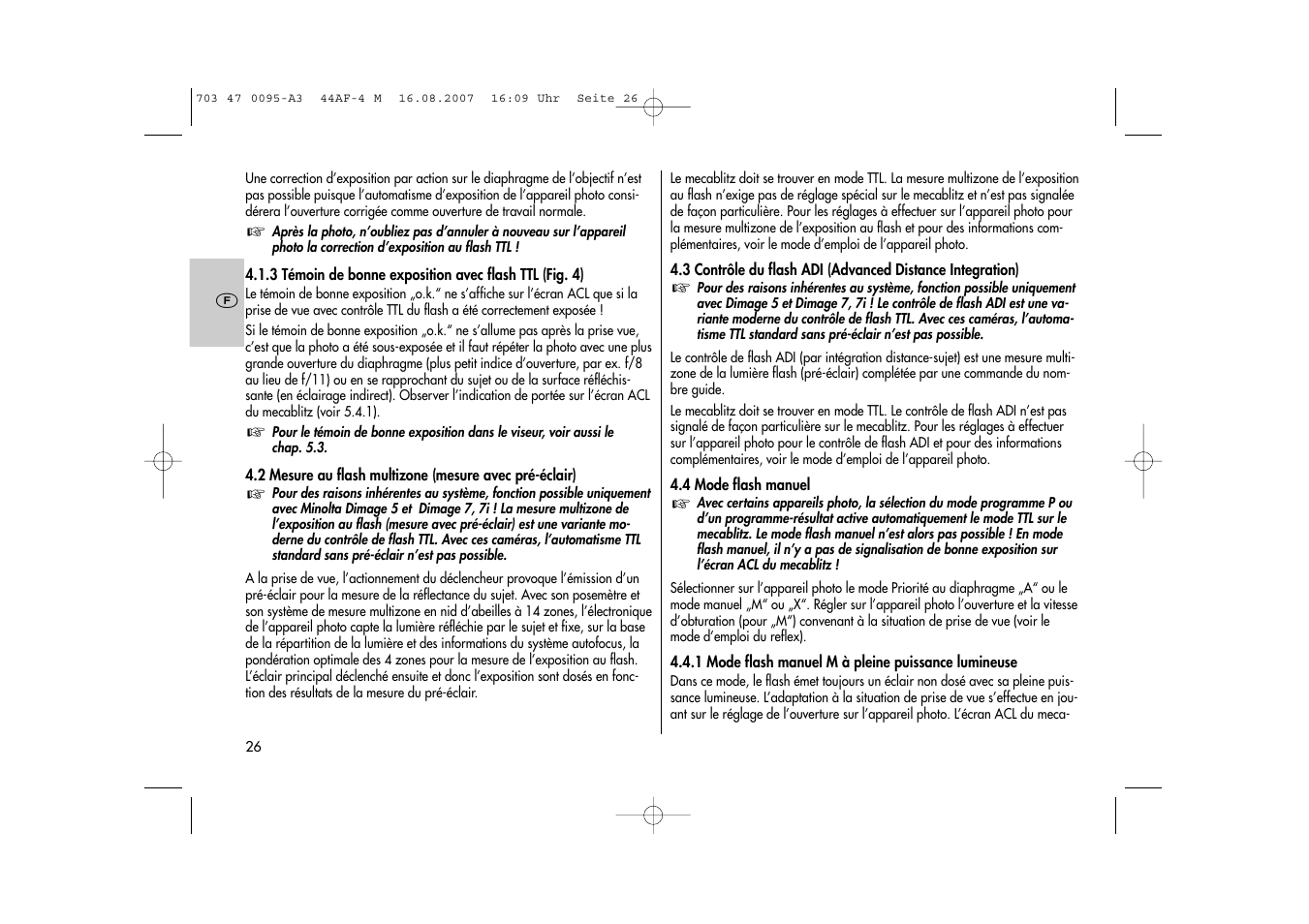 Metz MECABLITZ 44 AF-4 Minolta User Manual | Page 26 / 108