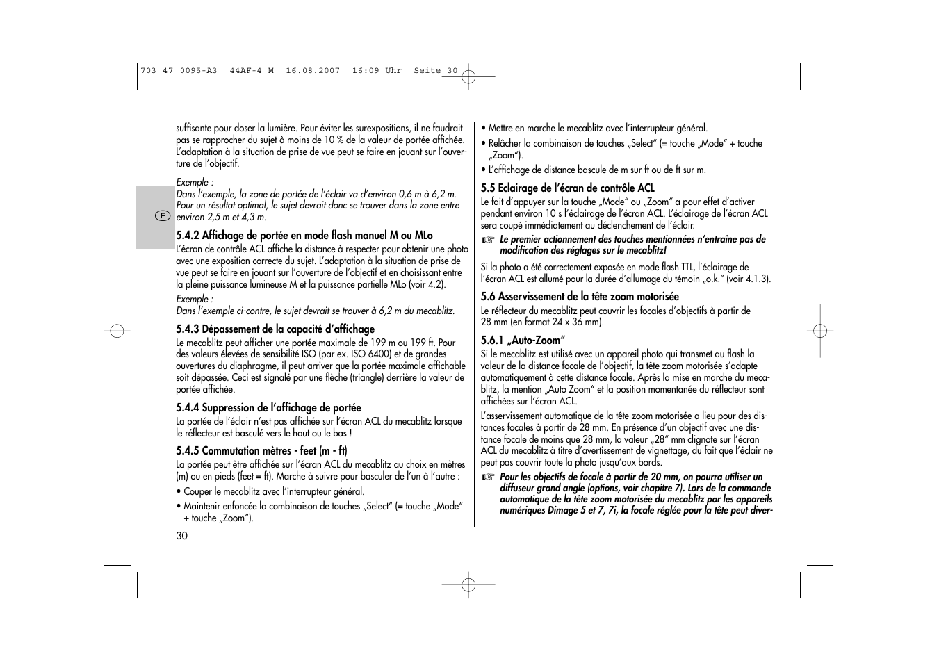 Metz MECABLITZ 44 AF-4 Minolta User Manual | Page 30 / 108