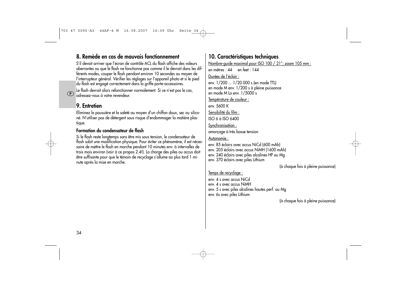 Metz MECABLITZ 44 AF-4 Minolta User Manual | Page 34 / 108