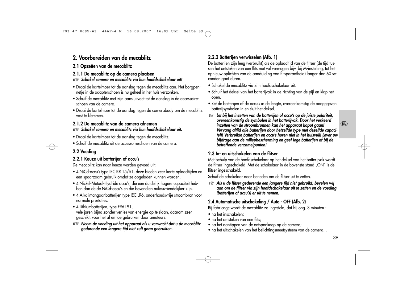 Metz MECABLITZ 44 AF-4 Minolta User Manual | Page 39 / 108