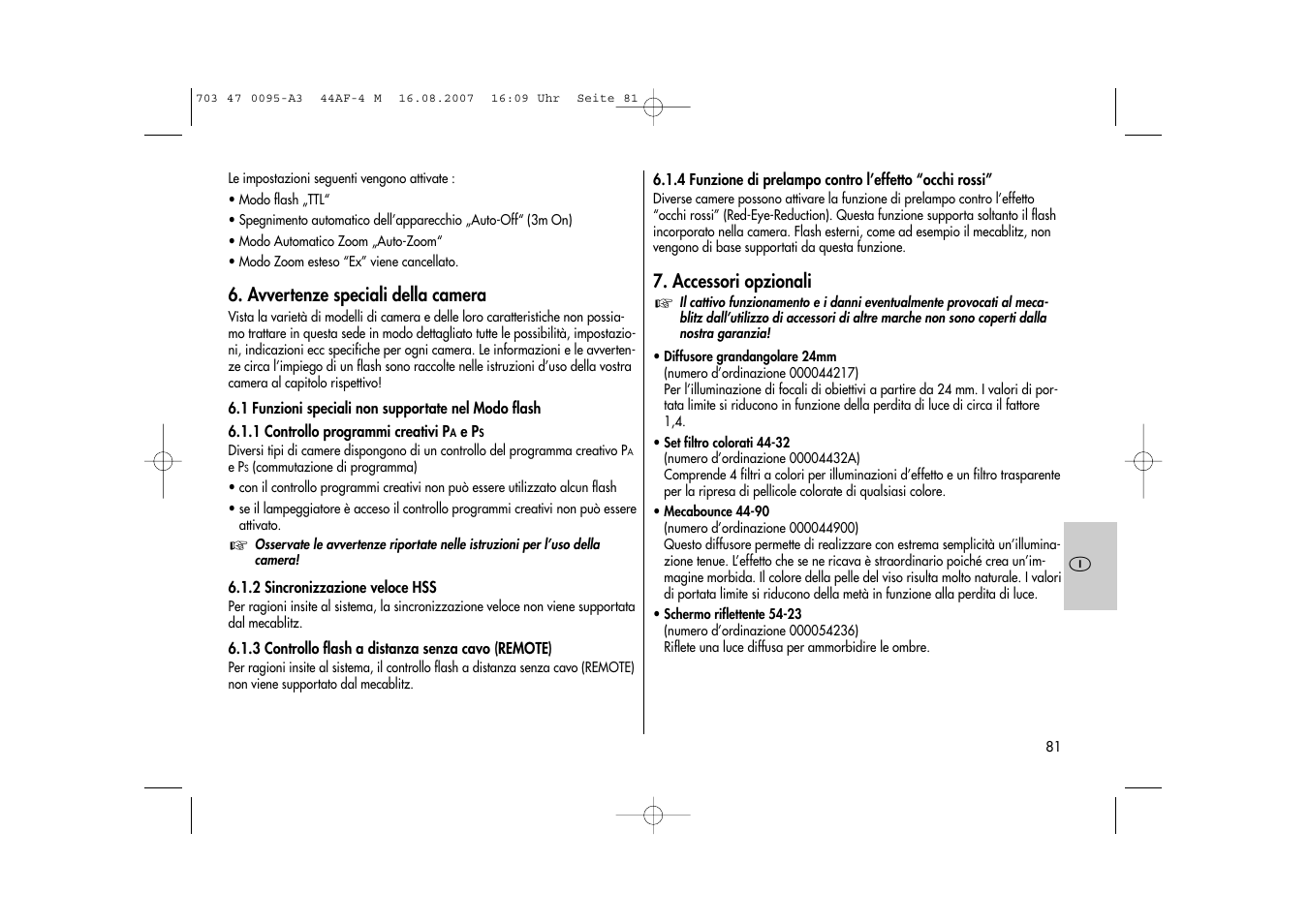Metz MECABLITZ 44 AF-4 Minolta User Manual | Page 81 / 108