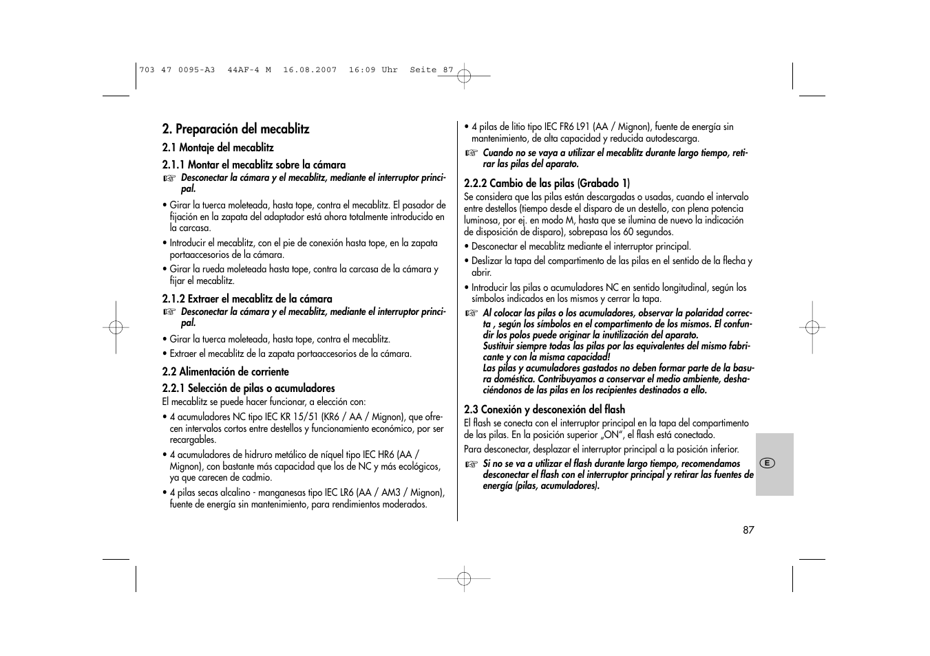 Metz MECABLITZ 44 AF-4 Minolta User Manual | Page 87 / 108