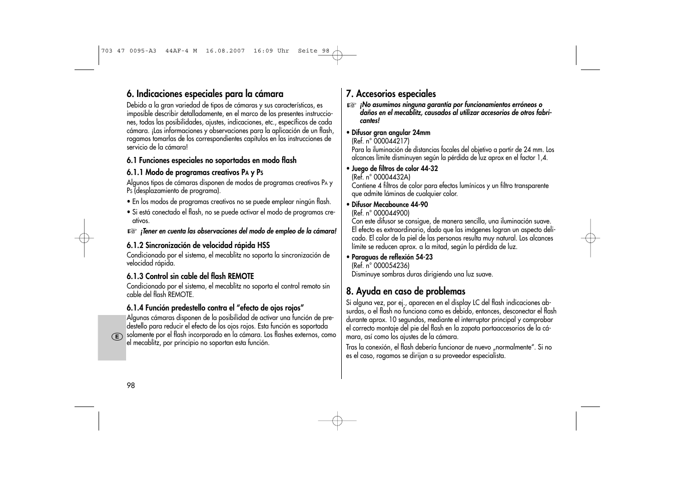 Metz MECABLITZ 44 AF-4 Minolta User Manual | Page 98 / 108
