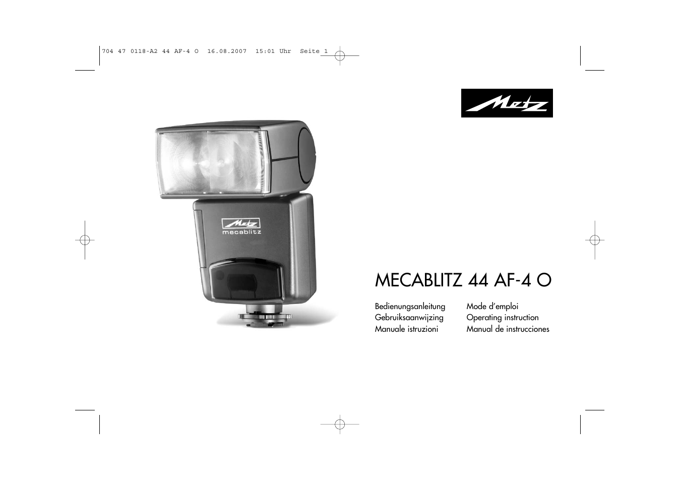 Metz MECABLITZ 44 AF-4 Olympus User Manual | 108 pages