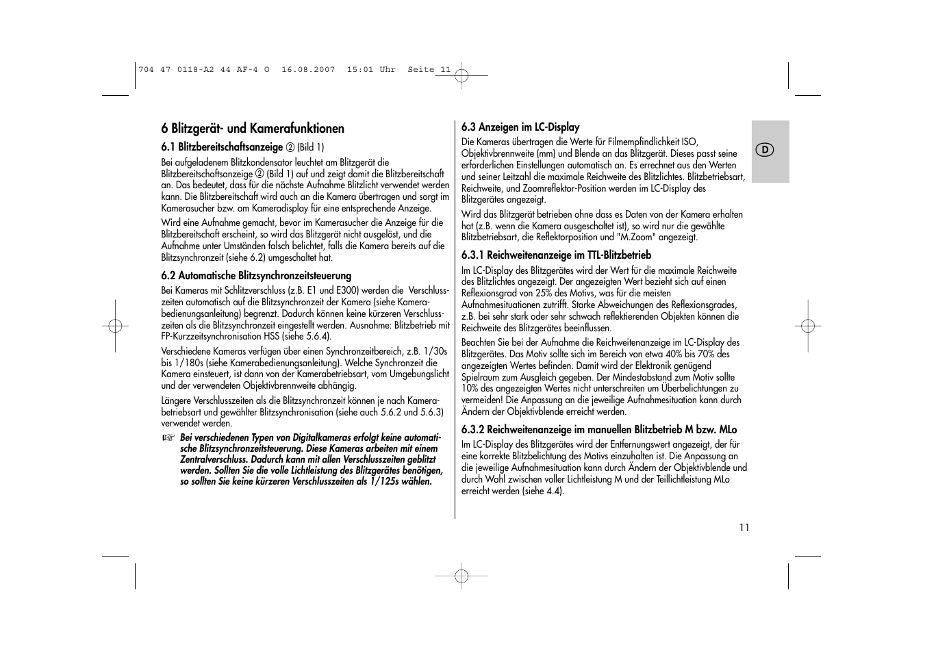 Metz MECABLITZ 44 AF-4 Olympus User Manual | Page 11 / 108