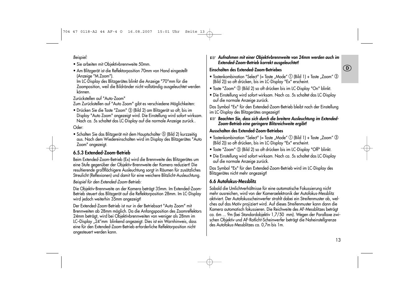 Metz MECABLITZ 44 AF-4 Olympus User Manual | Page 13 / 108