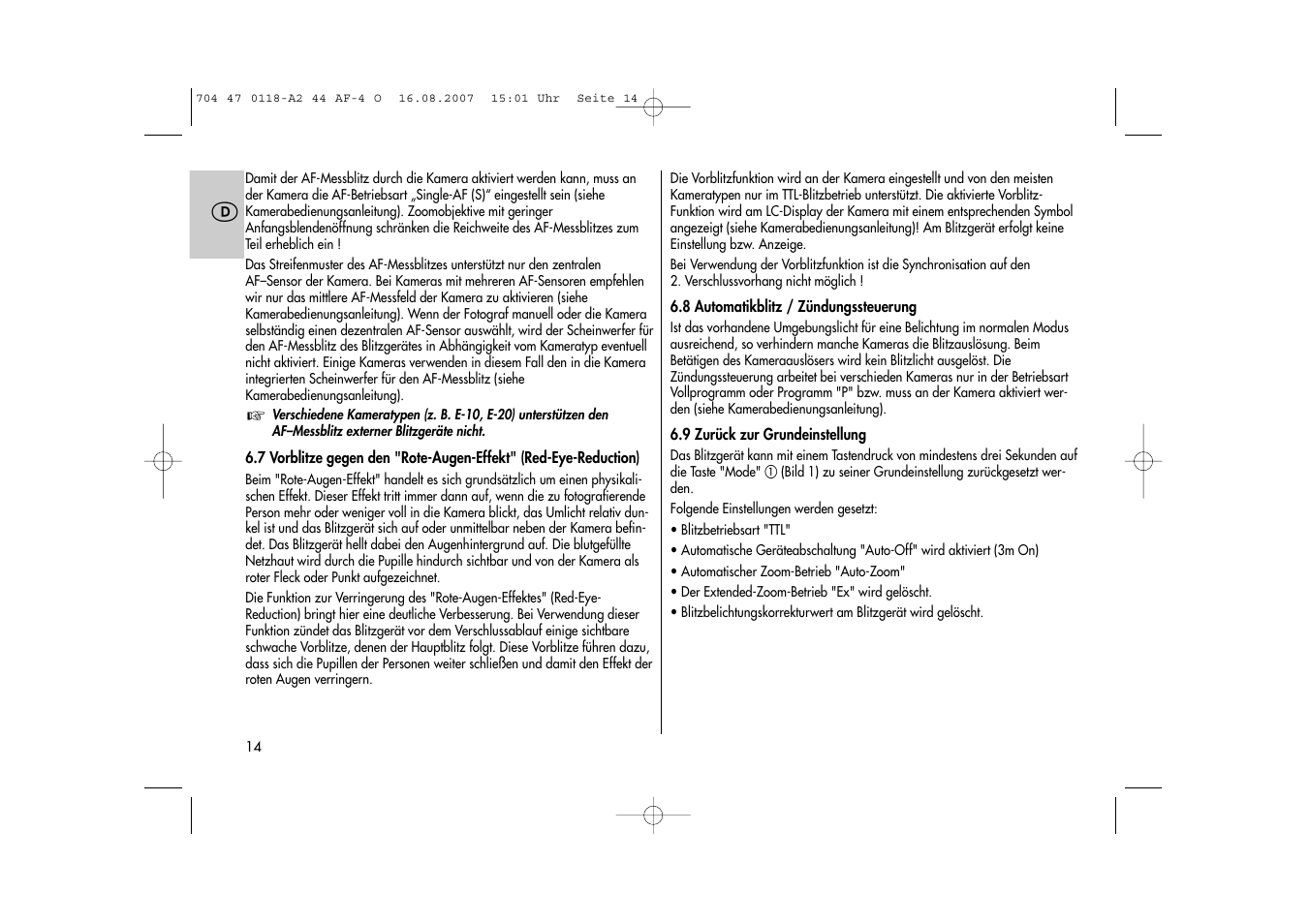 Metz MECABLITZ 44 AF-4 Olympus User Manual | Page 14 / 108
