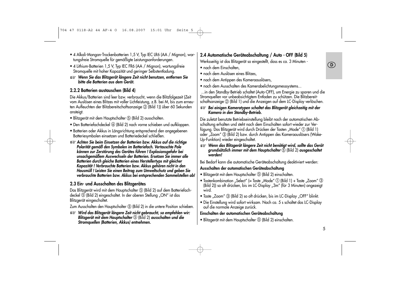 Metz MECABLITZ 44 AF-4 Olympus User Manual | Page 5 / 108