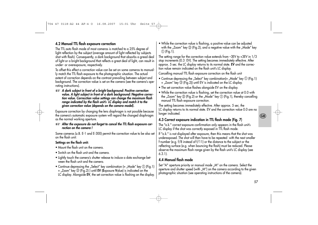 Metz MECABLITZ 44 AF-4 Olympus User Manual | Page 57 / 108