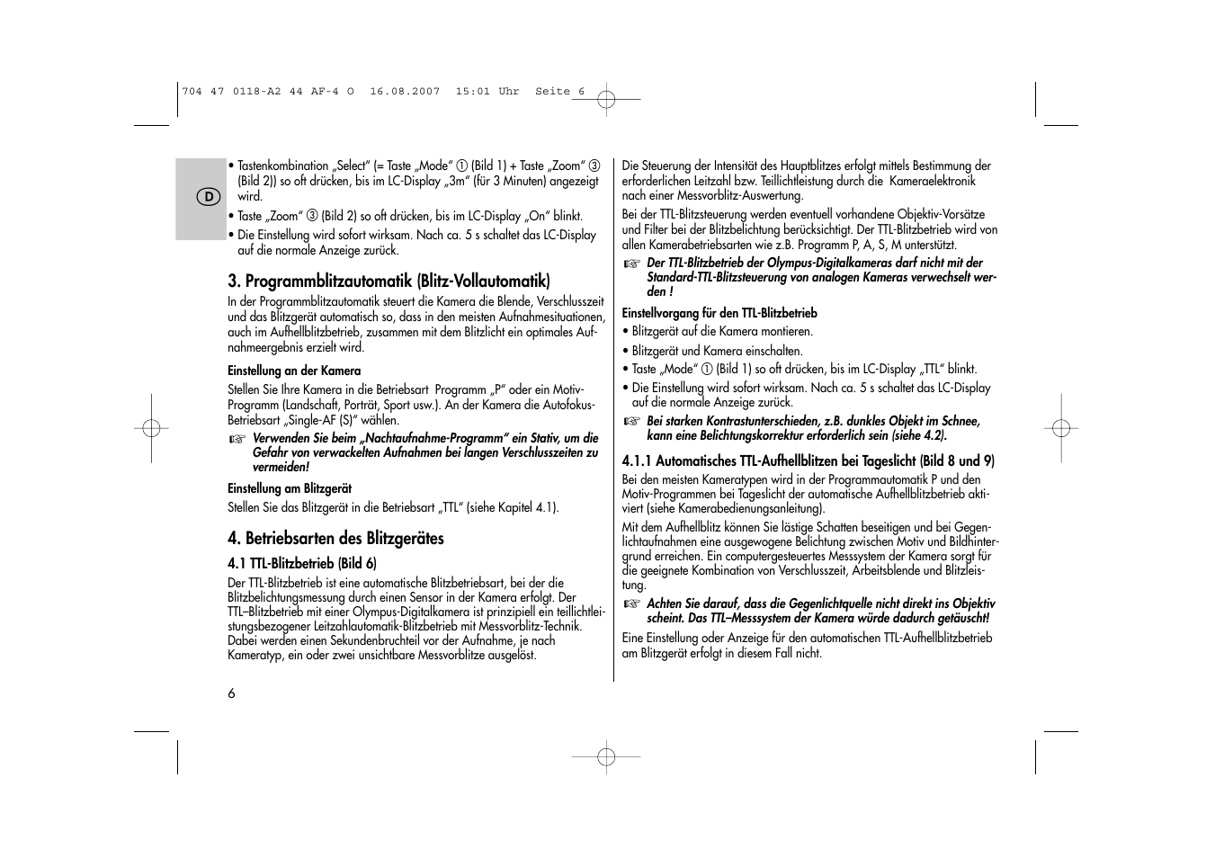 Metz MECABLITZ 44 AF-4 Olympus User Manual | Page 6 / 108