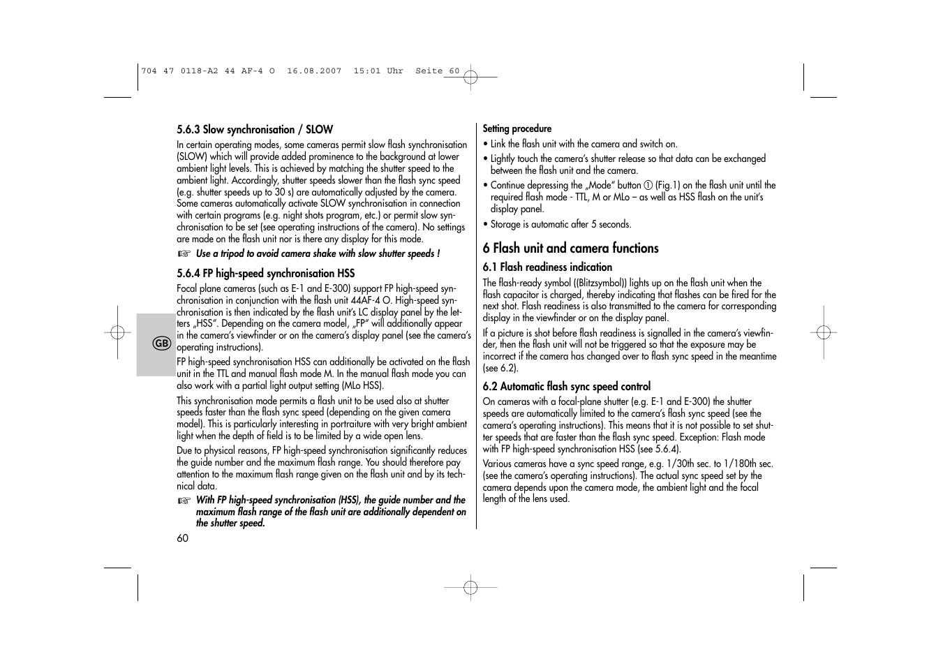 Metz MECABLITZ 44 AF-4 Olympus User Manual | Page 60 / 108