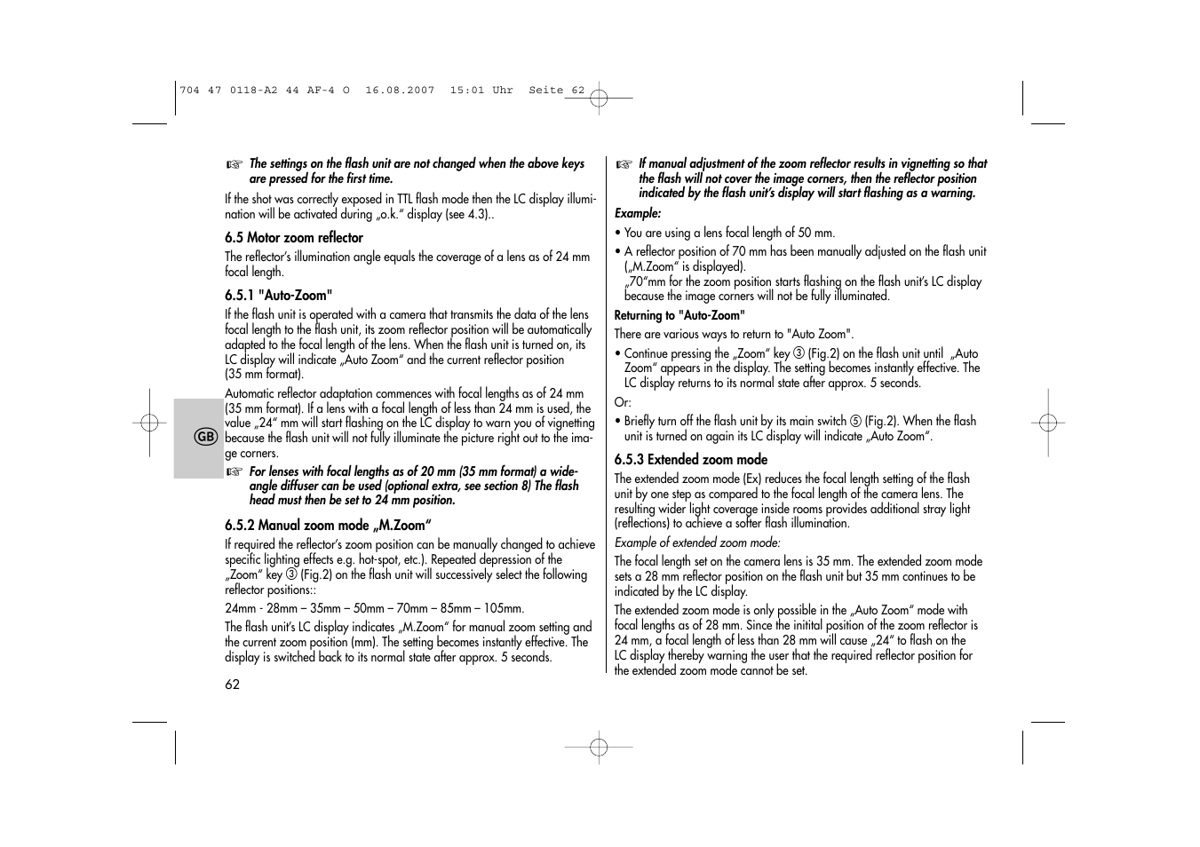 Metz MECABLITZ 44 AF-4 Olympus User Manual | Page 62 / 108