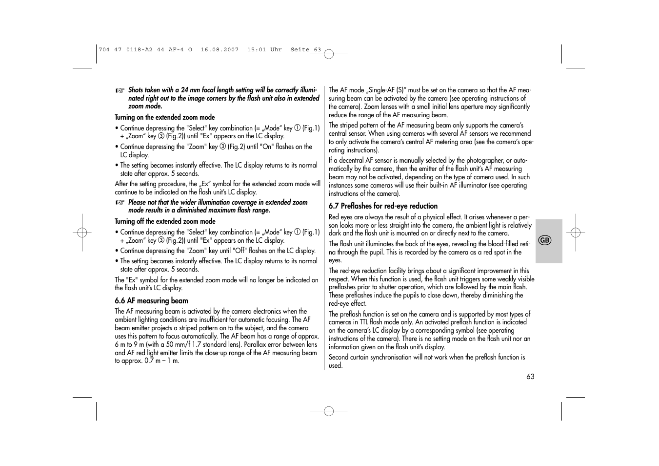 Metz MECABLITZ 44 AF-4 Olympus User Manual | Page 63 / 108