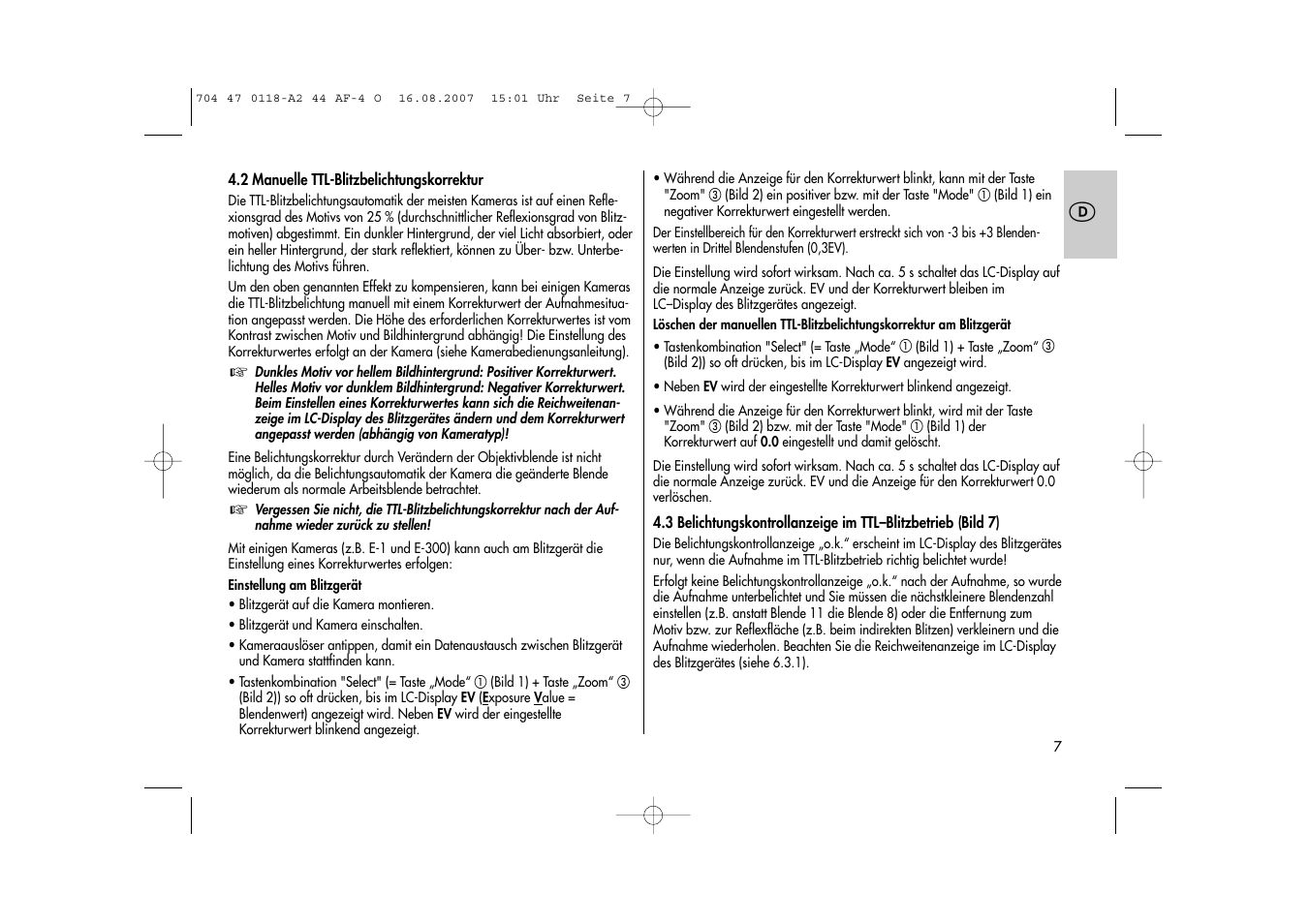 Metz MECABLITZ 44 AF-4 Olympus User Manual | Page 7 / 108