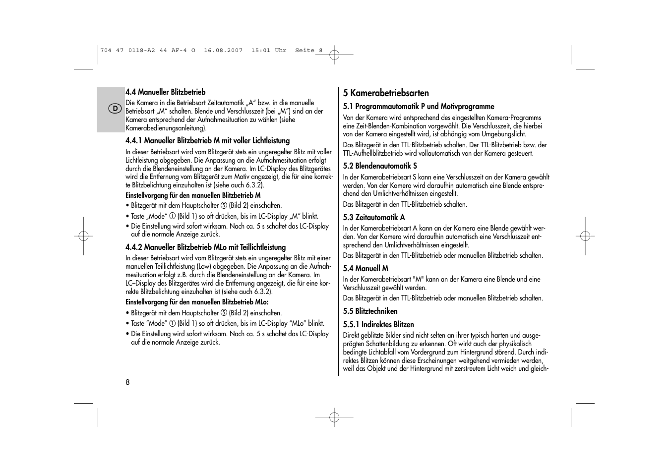 Metz MECABLITZ 44 AF-4 Olympus User Manual | Page 8 / 108