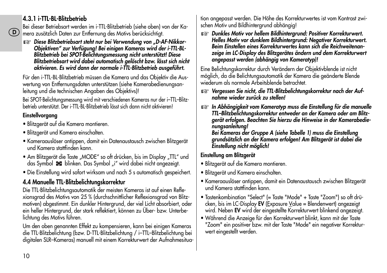 Metz MECABLITZ 44 AF-4 /4i Nikon User Manual | Page 10 / 142
