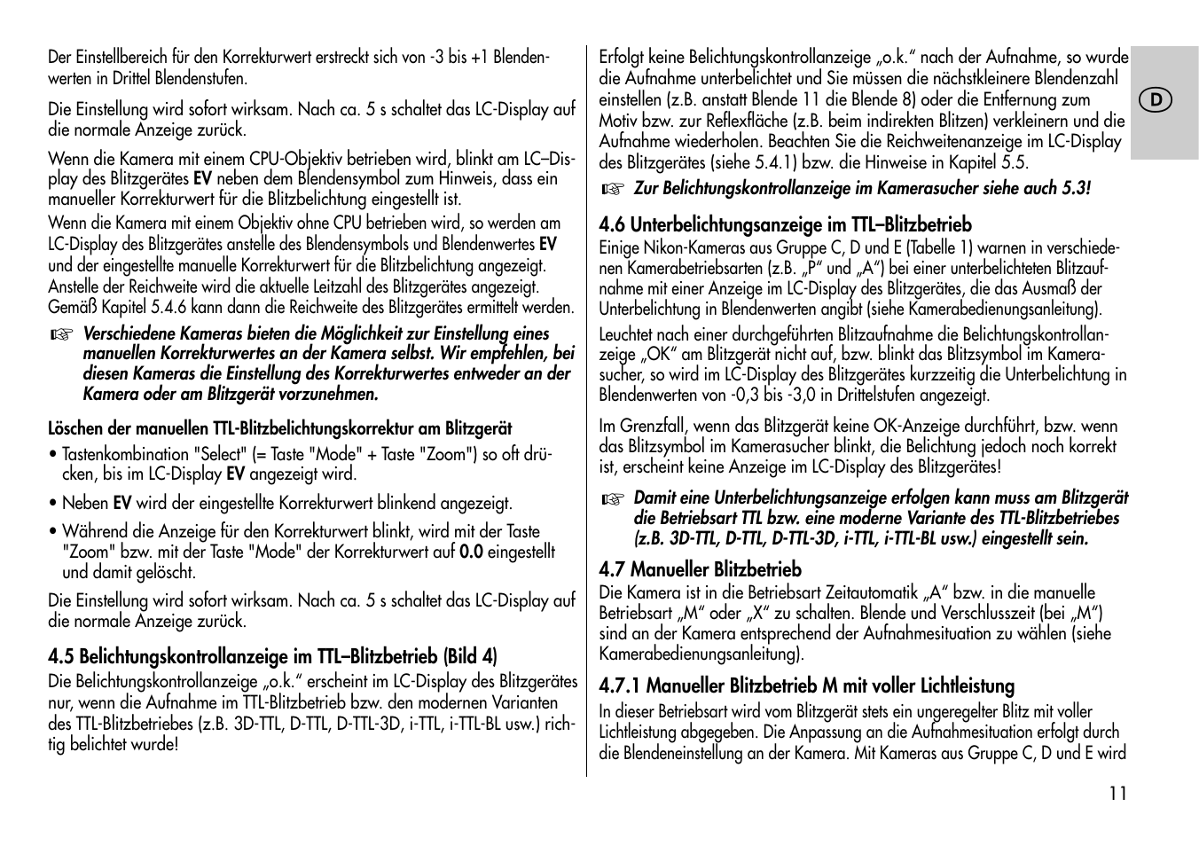 Metz MECABLITZ 44 AF-4 /4i Nikon User Manual | Page 11 / 142