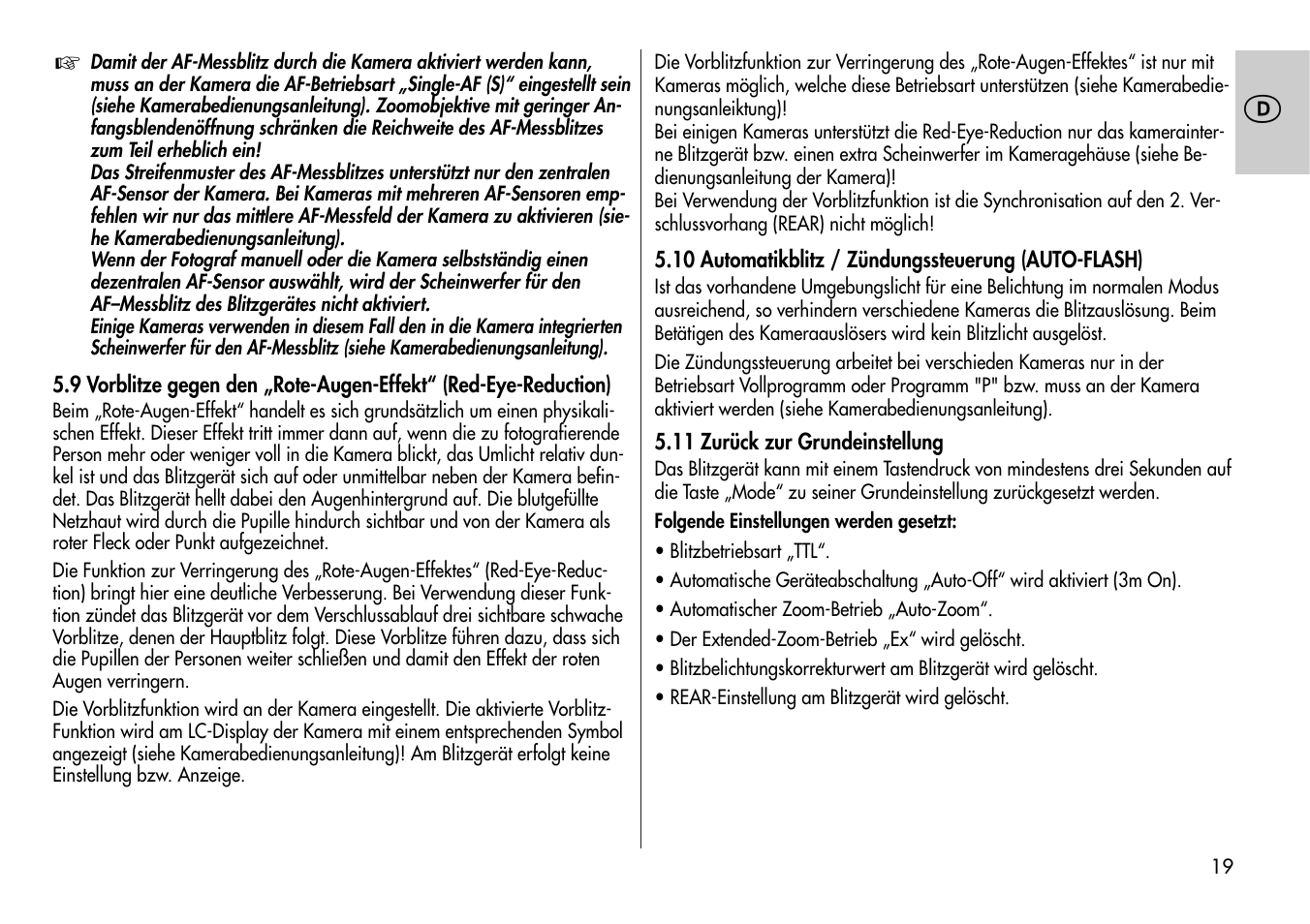 Metz MECABLITZ 44 AF-4 /4i Nikon User Manual | Page 19 / 142