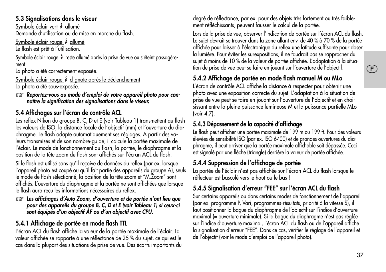 Metz MECABLITZ 44 AF-4 /4i Nikon User Manual | Page 37 / 142