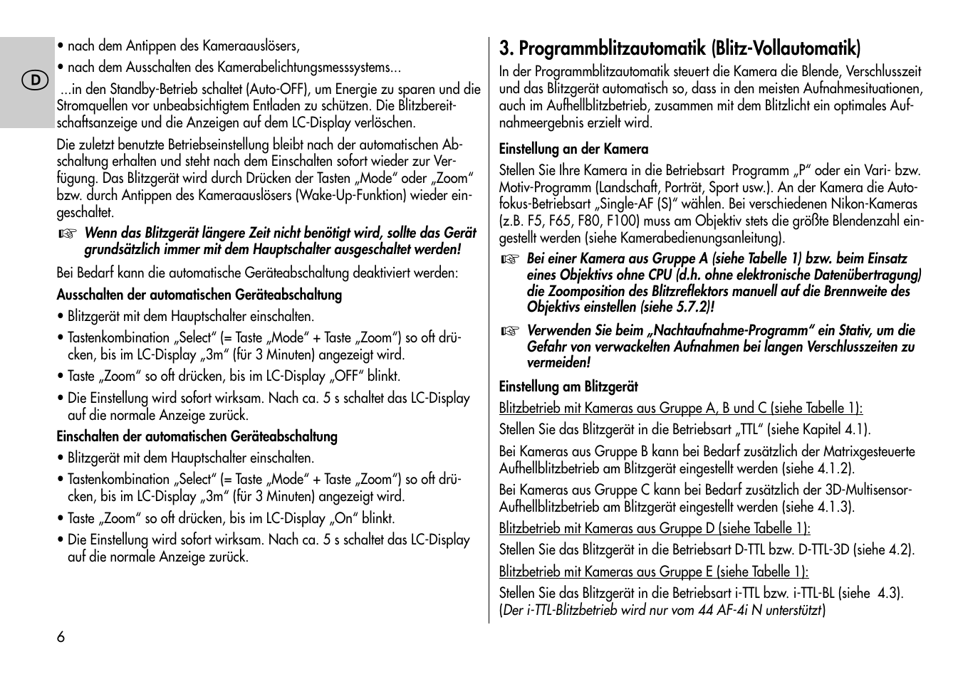 Metz MECABLITZ 44 AF-4 /4i Nikon User Manual | Page 6 / 142