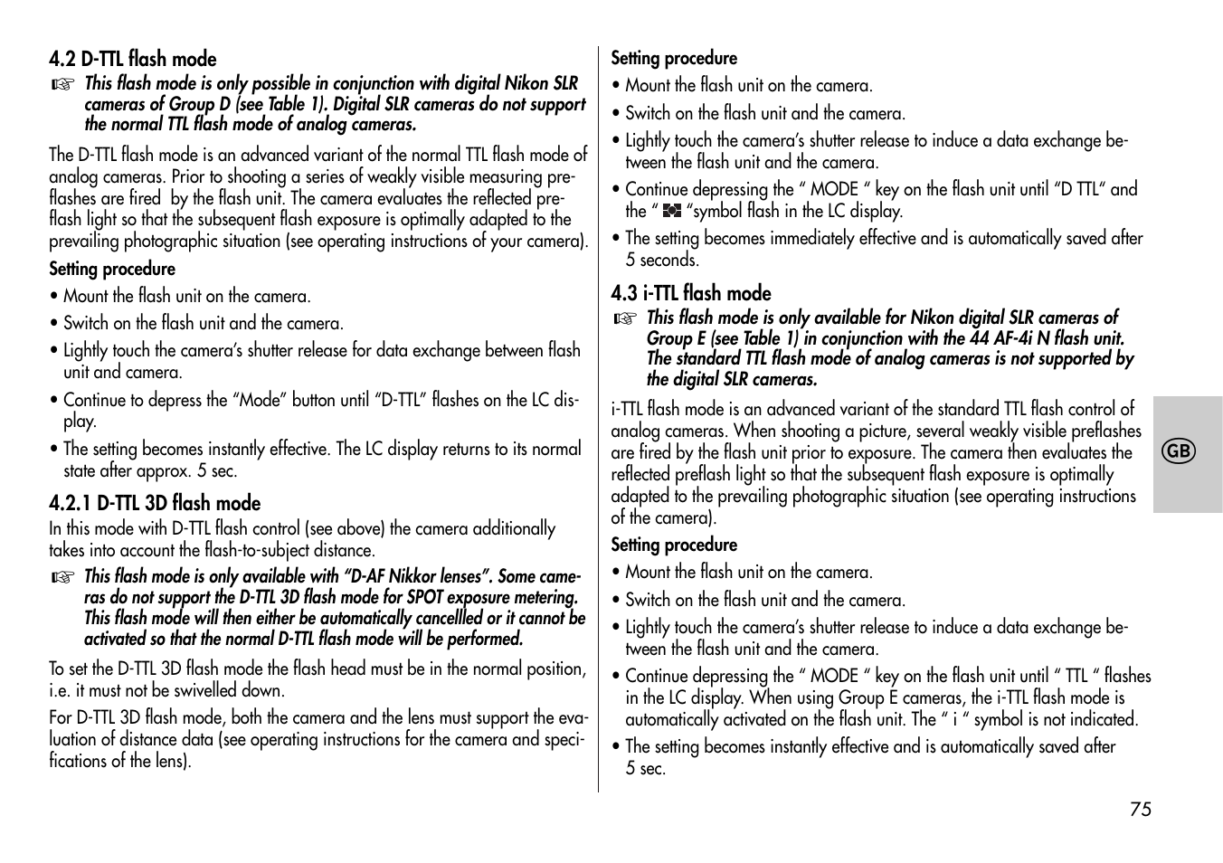 Metz MECABLITZ 44 AF-4 /4i Nikon User Manual | Page 75 / 142