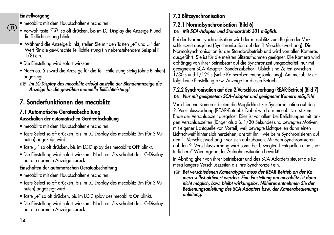 Metz Mecablitz 44 MZ-2 User Manual | Page 14 / 139