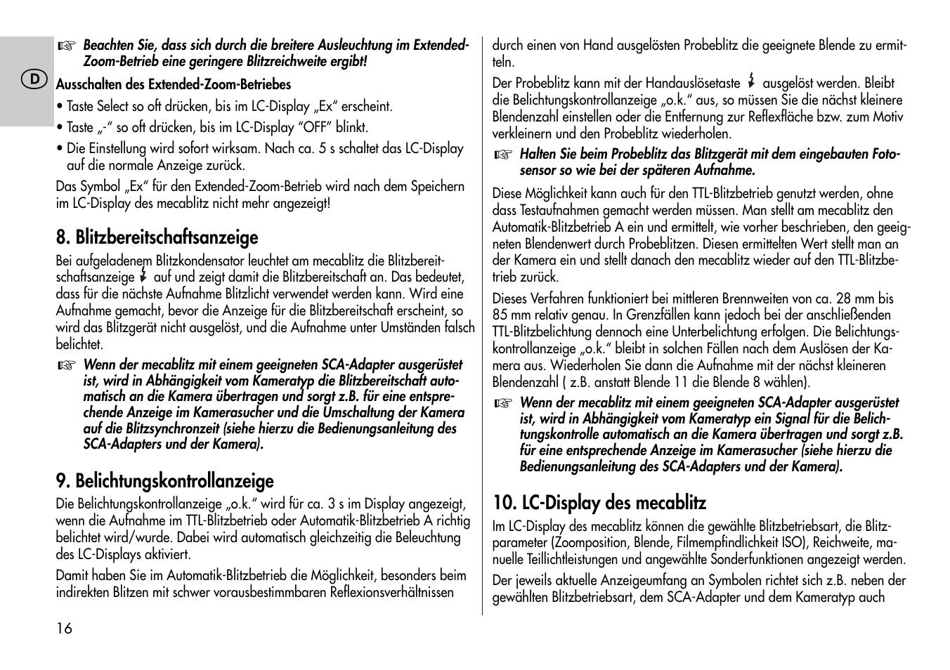 Metz Mecablitz 44 MZ-2 User Manual | Page 16 / 139
