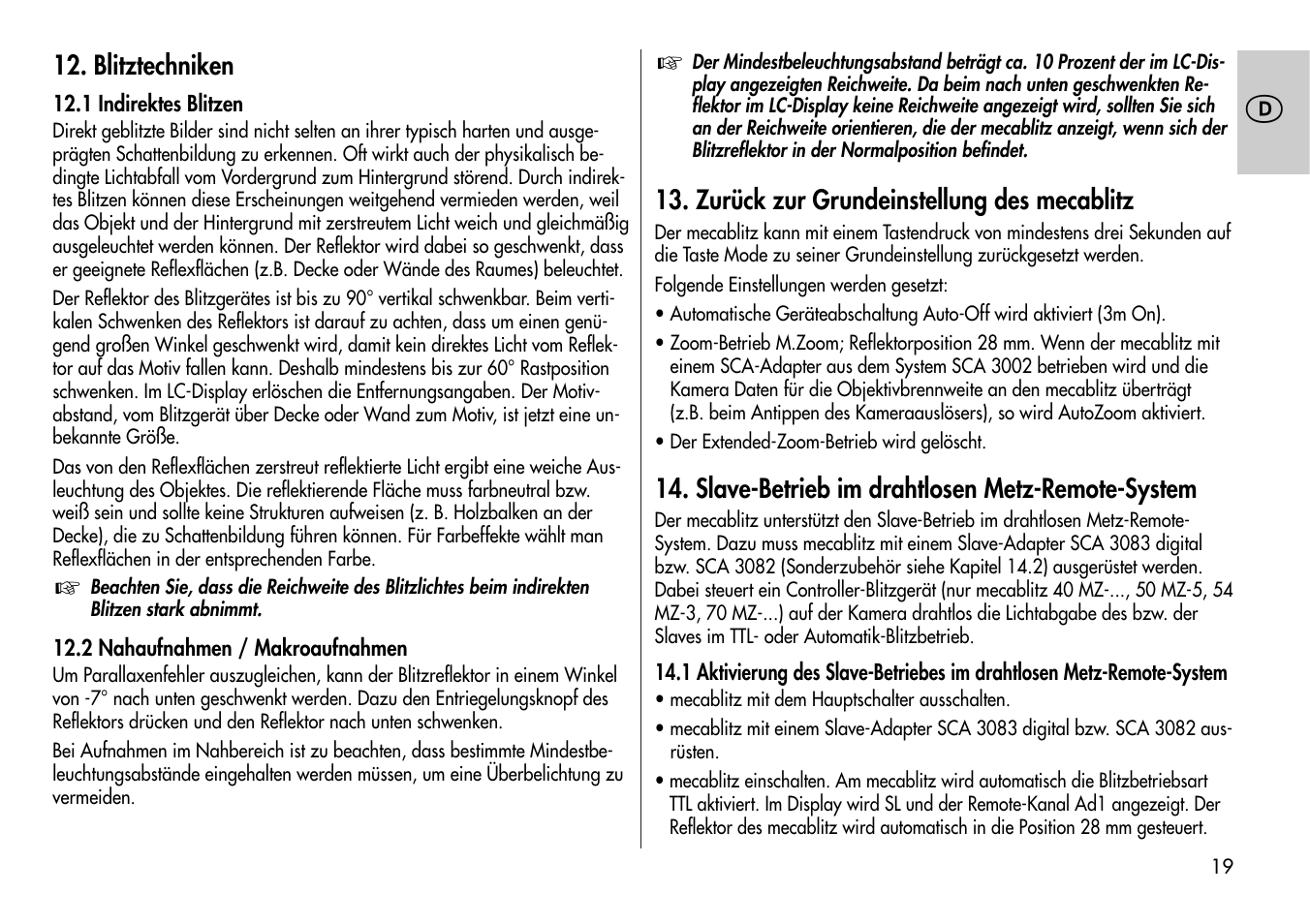 Metz Mecablitz 44 MZ-2 User Manual | Page 19 / 139
