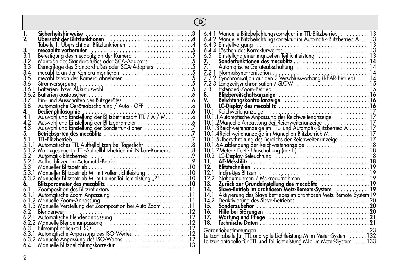 Metz Mecablitz 44 MZ-2 User Manual | Page 2 / 139
