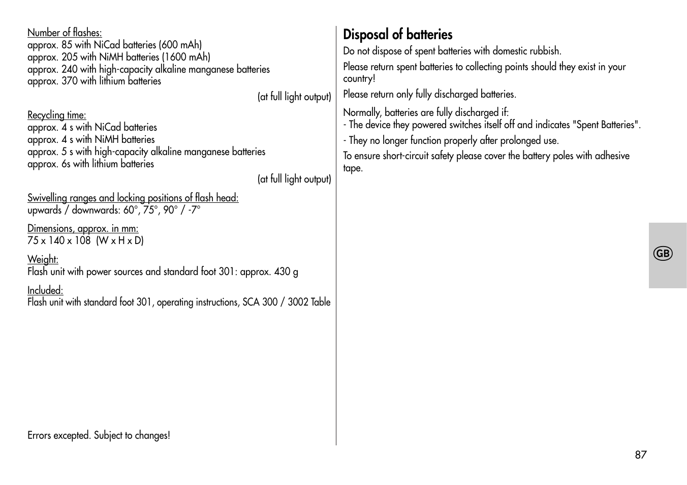 Metz Mecablitz 44 MZ-2 User Manual | Page 87 / 139