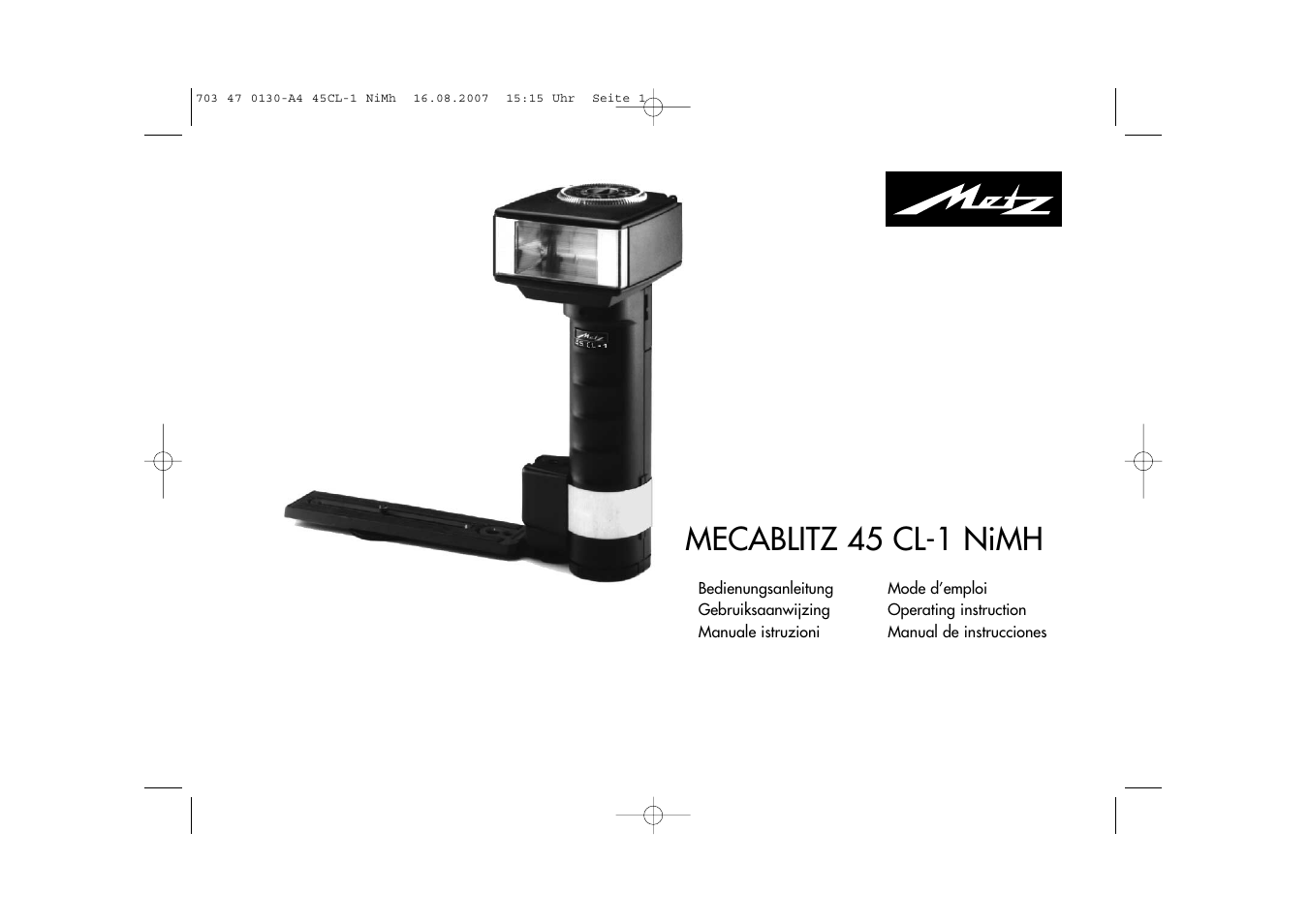 Metz MECABLITZ 45 CL-1 NiMH User Manual | 70 pages