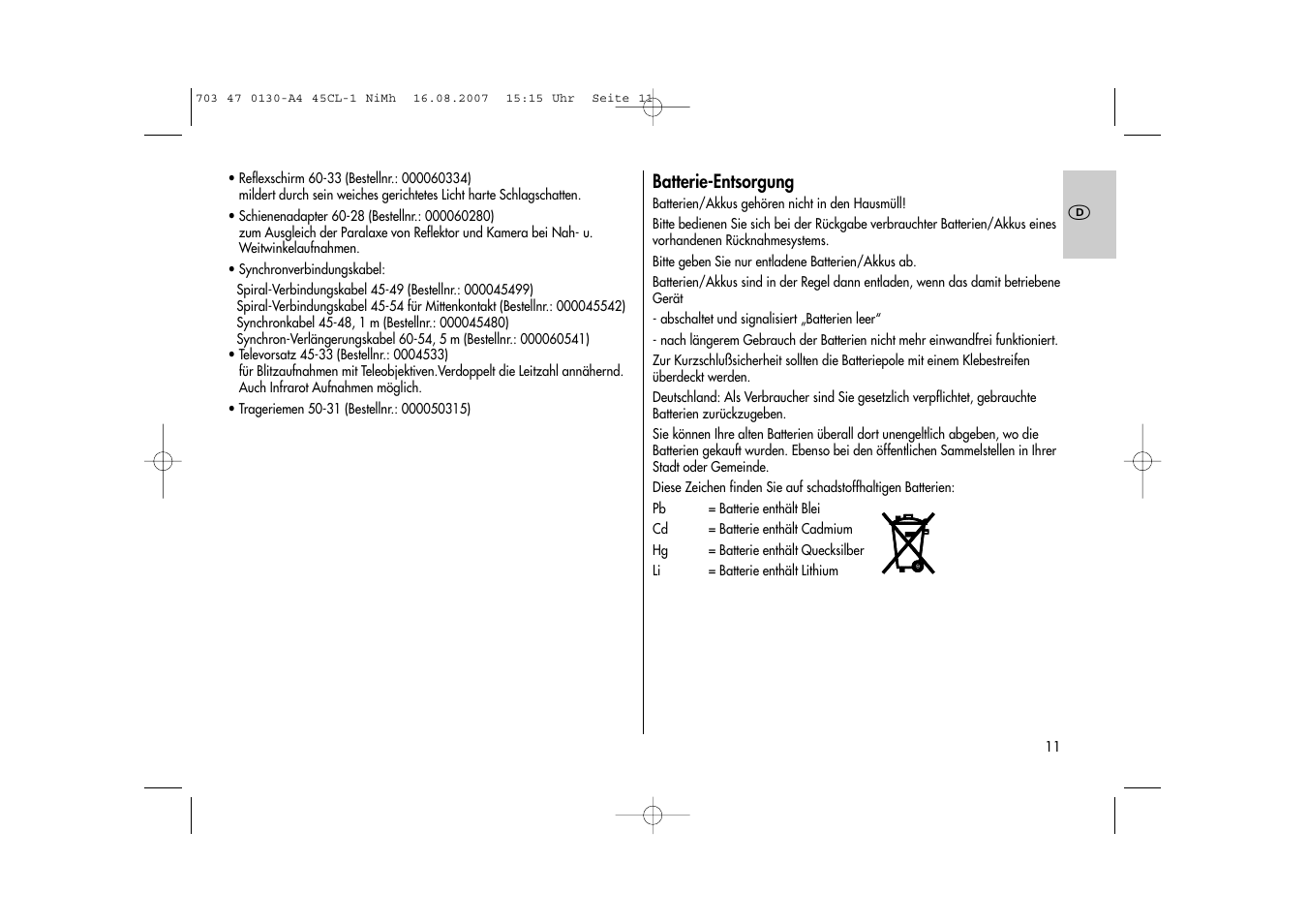 Metz MECABLITZ 45 CL-1 NiMH User Manual | Page 11 / 70