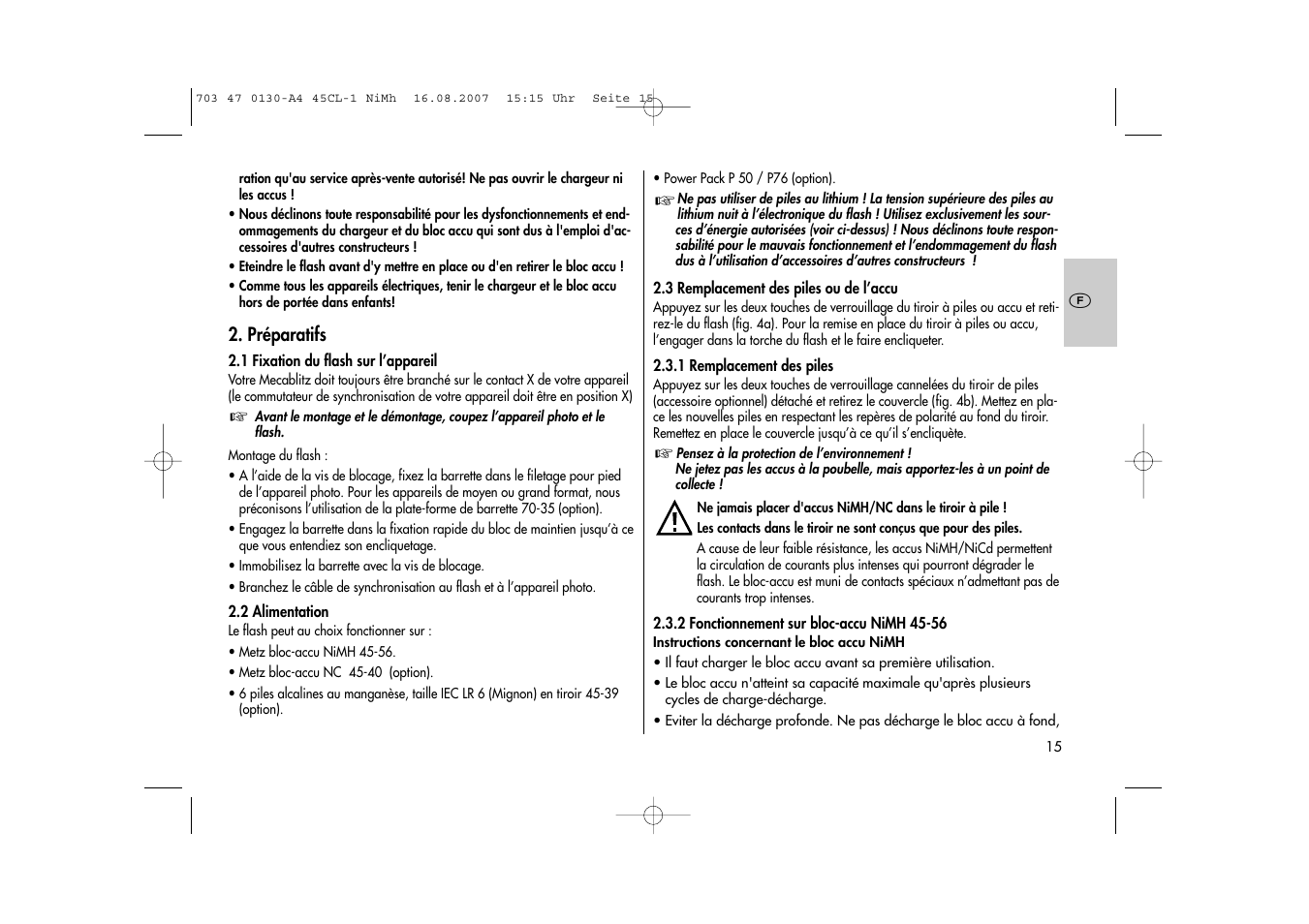 Metz MECABLITZ 45 CL-1 NiMH User Manual | Page 15 / 70