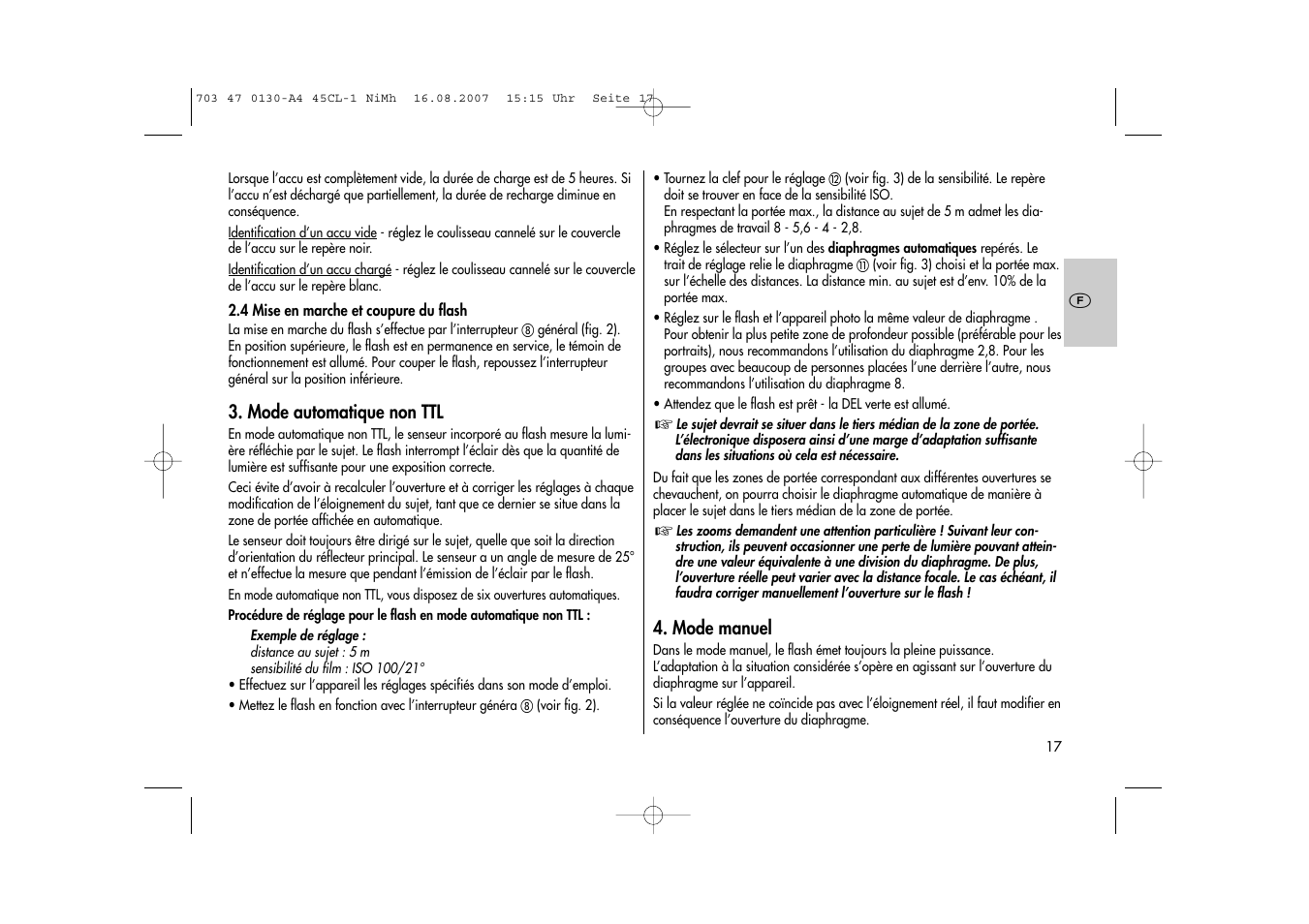 Metz MECABLITZ 45 CL-1 NiMH User Manual | Page 17 / 70