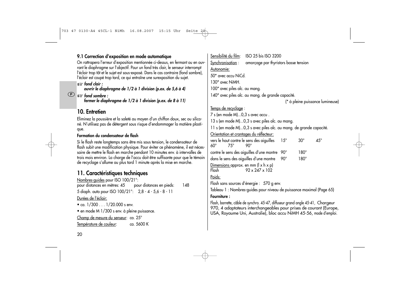 Metz MECABLITZ 45 CL-1 NiMH User Manual | Page 20 / 70