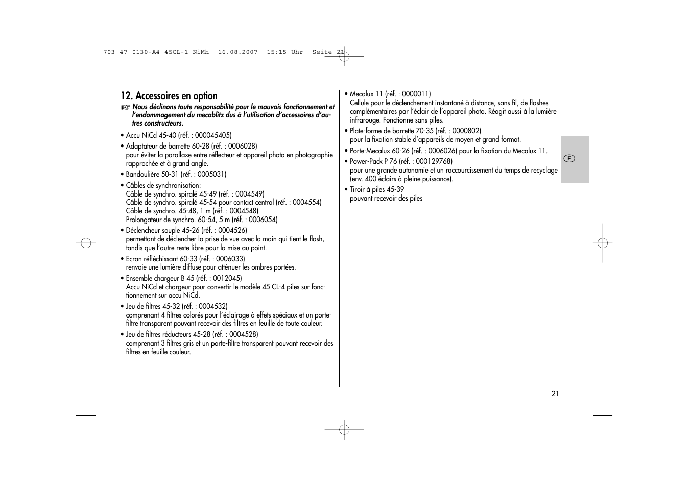 Metz MECABLITZ 45 CL-1 NiMH User Manual | Page 21 / 70