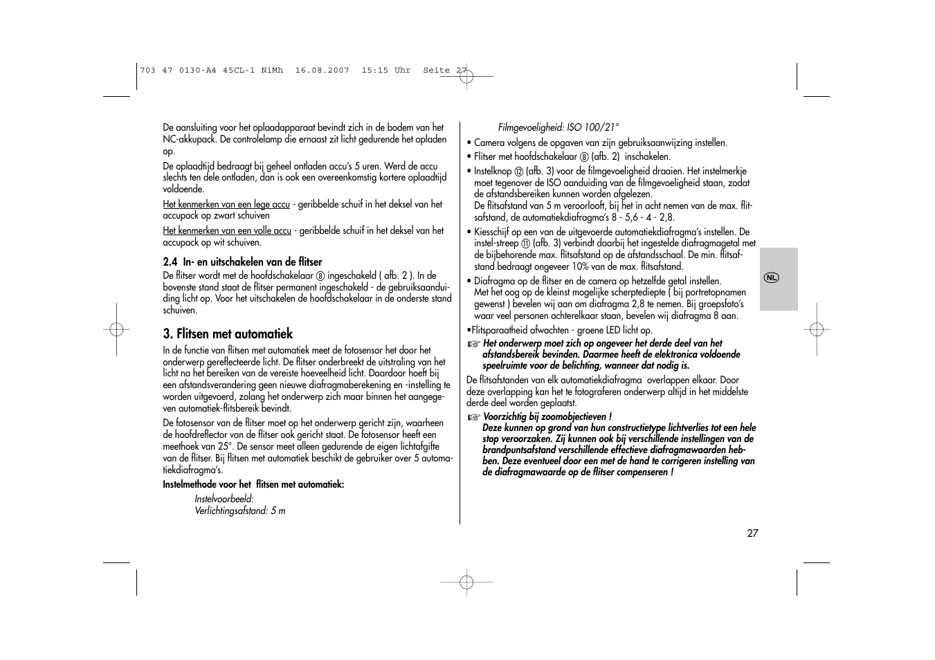 Metz MECABLITZ 45 CL-1 NiMH User Manual | Page 27 / 70