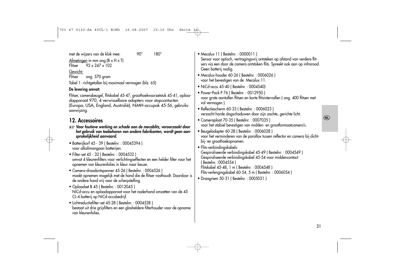 Metz MECABLITZ 45 CL-1 NiMH User Manual | Page 31 / 70