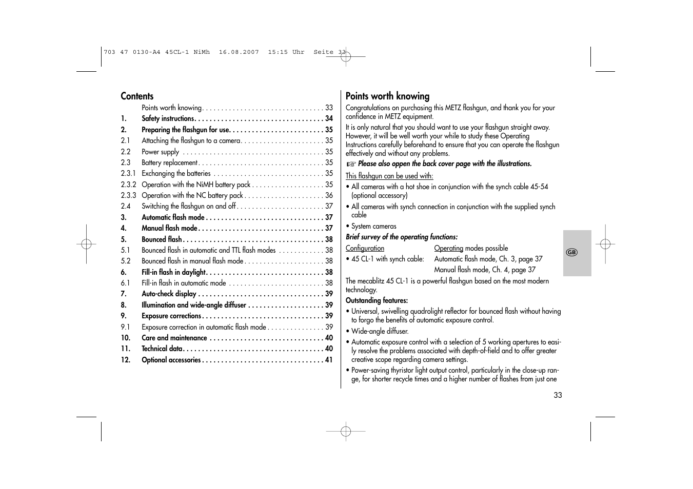 Metz MECABLITZ 45 CL-1 NiMH User Manual | Page 33 / 70