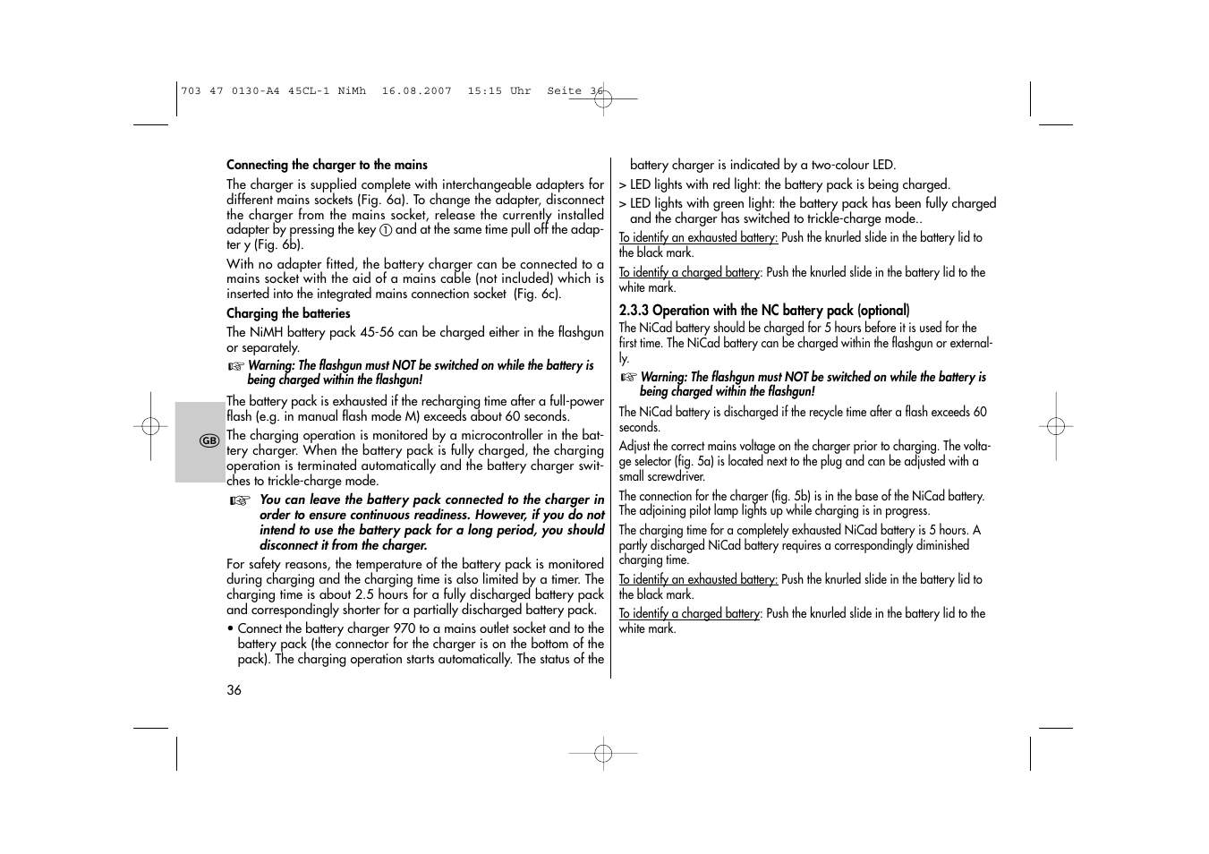 Metz MECABLITZ 45 CL-1 NiMH User Manual | Page 36 / 70