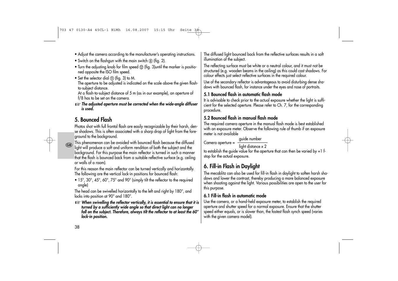 Metz MECABLITZ 45 CL-1 NiMH User Manual | Page 38 / 70