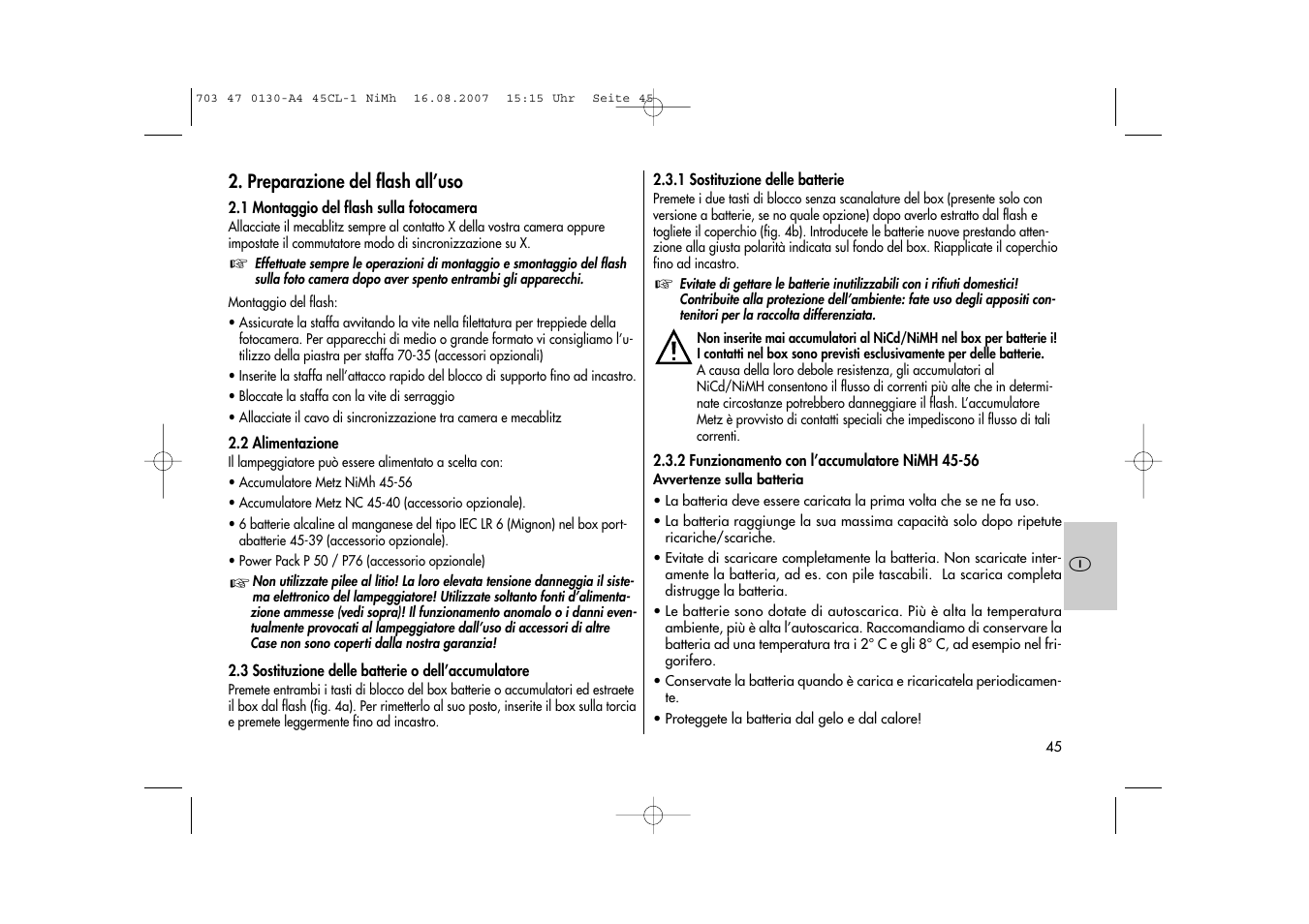 Metz MECABLITZ 45 CL-1 NiMH User Manual | Page 45 / 70