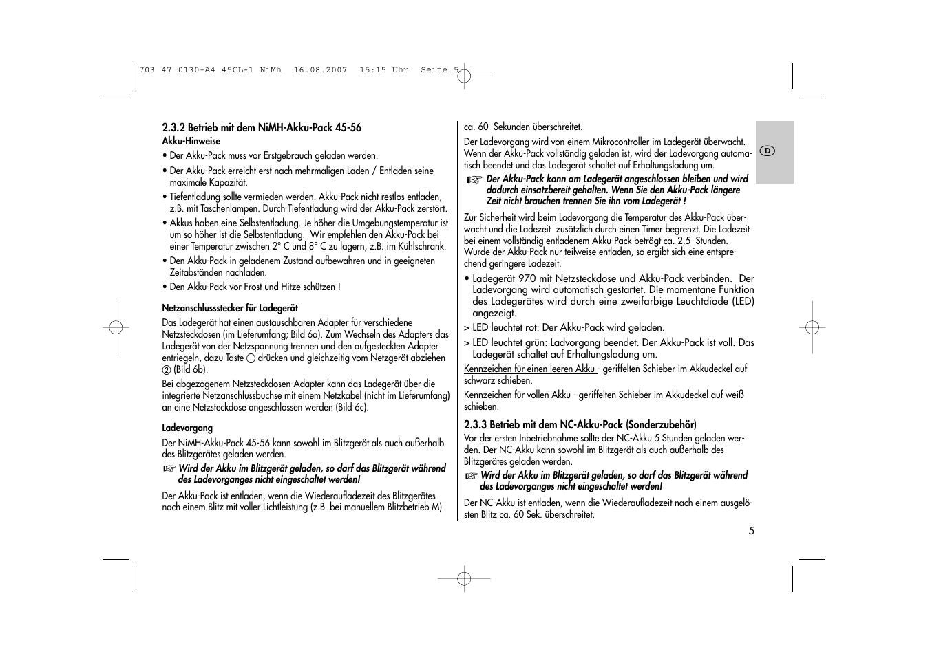 Metz MECABLITZ 45 CL-1 NiMH User Manual | Page 5 / 70