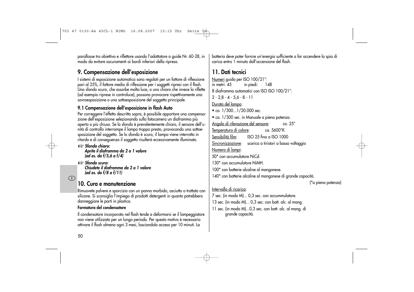Metz MECABLITZ 45 CL-1 NiMH User Manual | Page 50 / 70